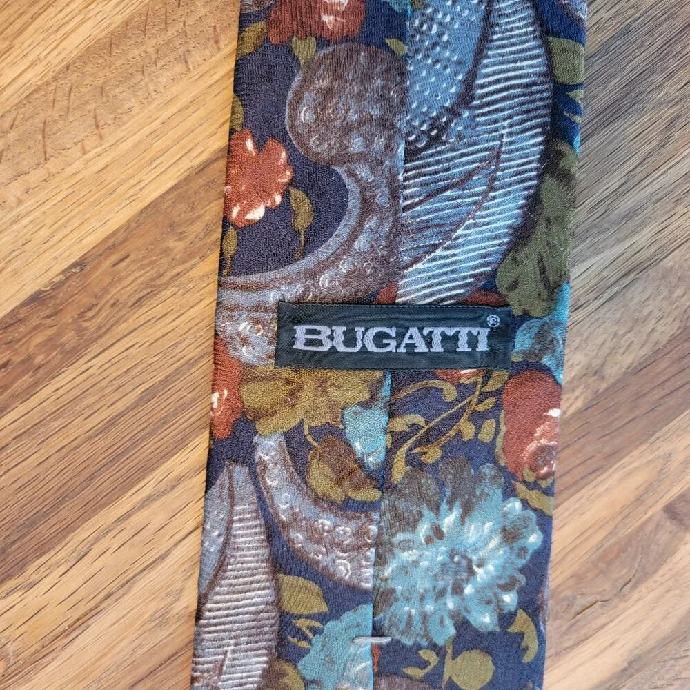 Bugatti Vintage Blue Floral Neck Tie